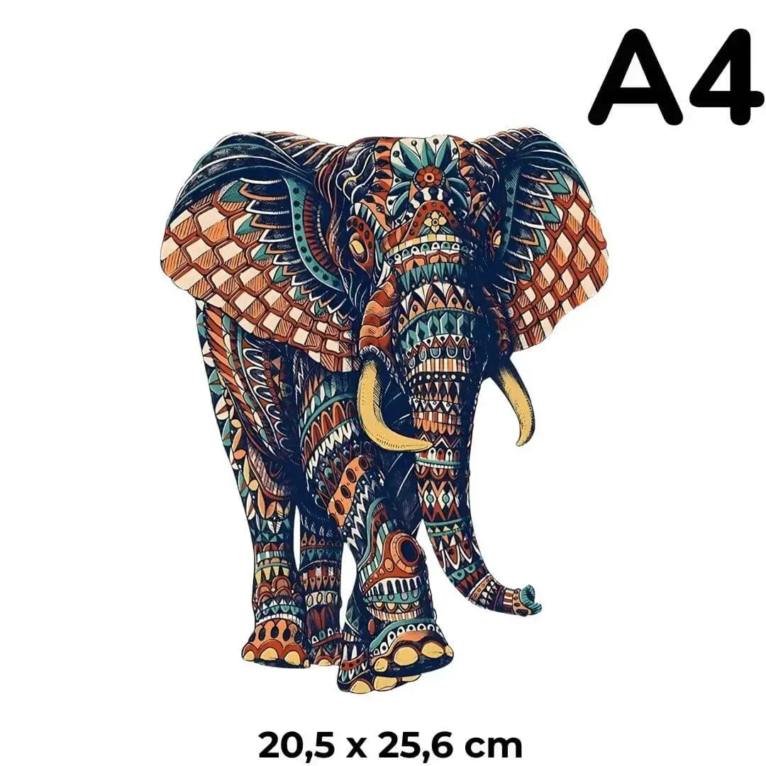 Puzzle Bois Éléphant Artistique – SavannaSpirit