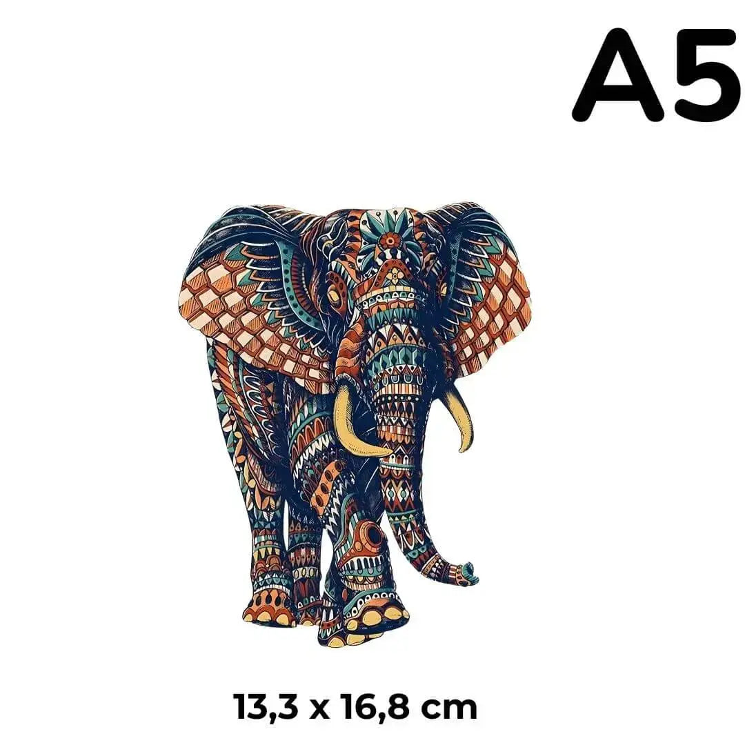 Puzzle Bois Éléphant Artistique – SavannaSpirit