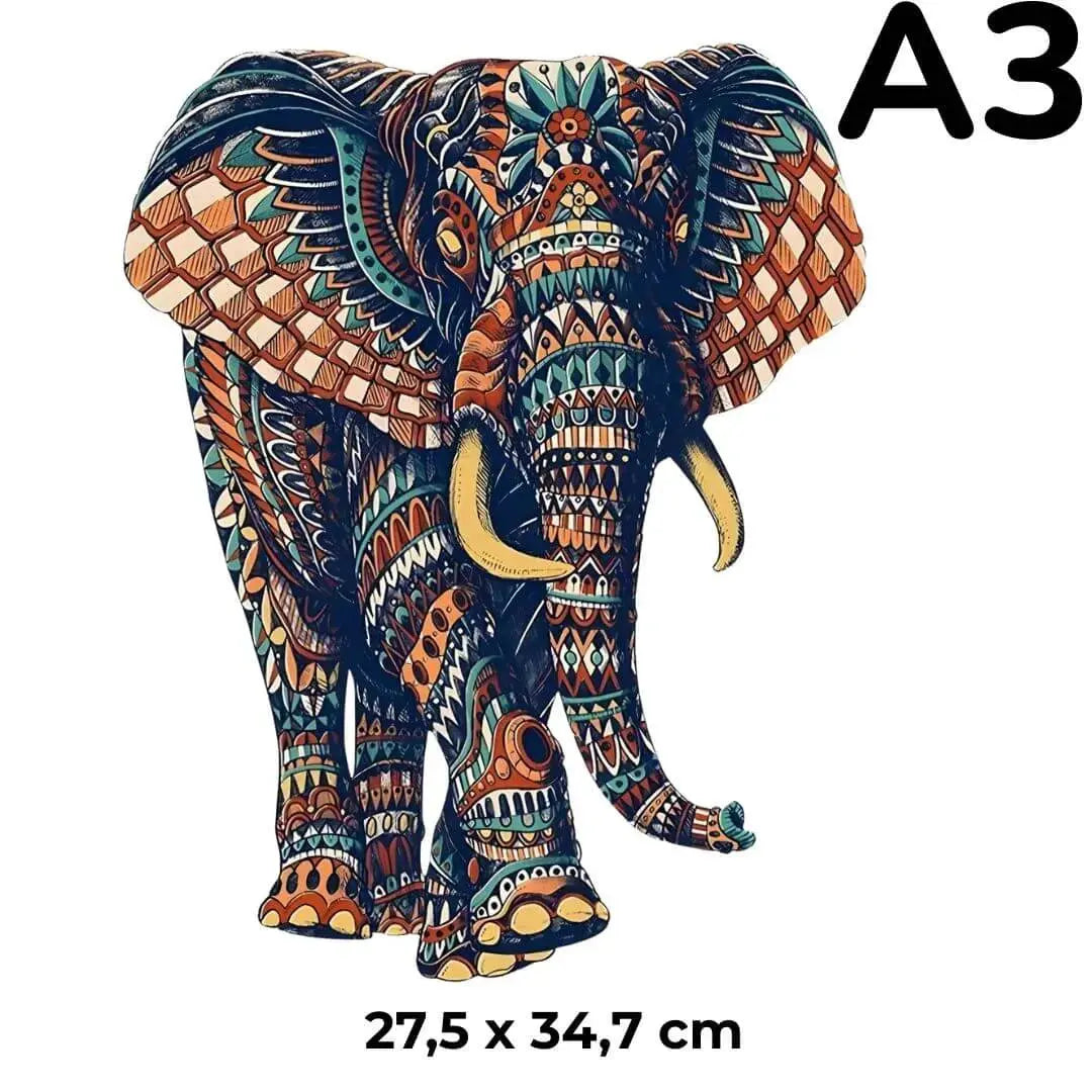 Puzzle Bois Éléphant Artistique – SavannaSpirit