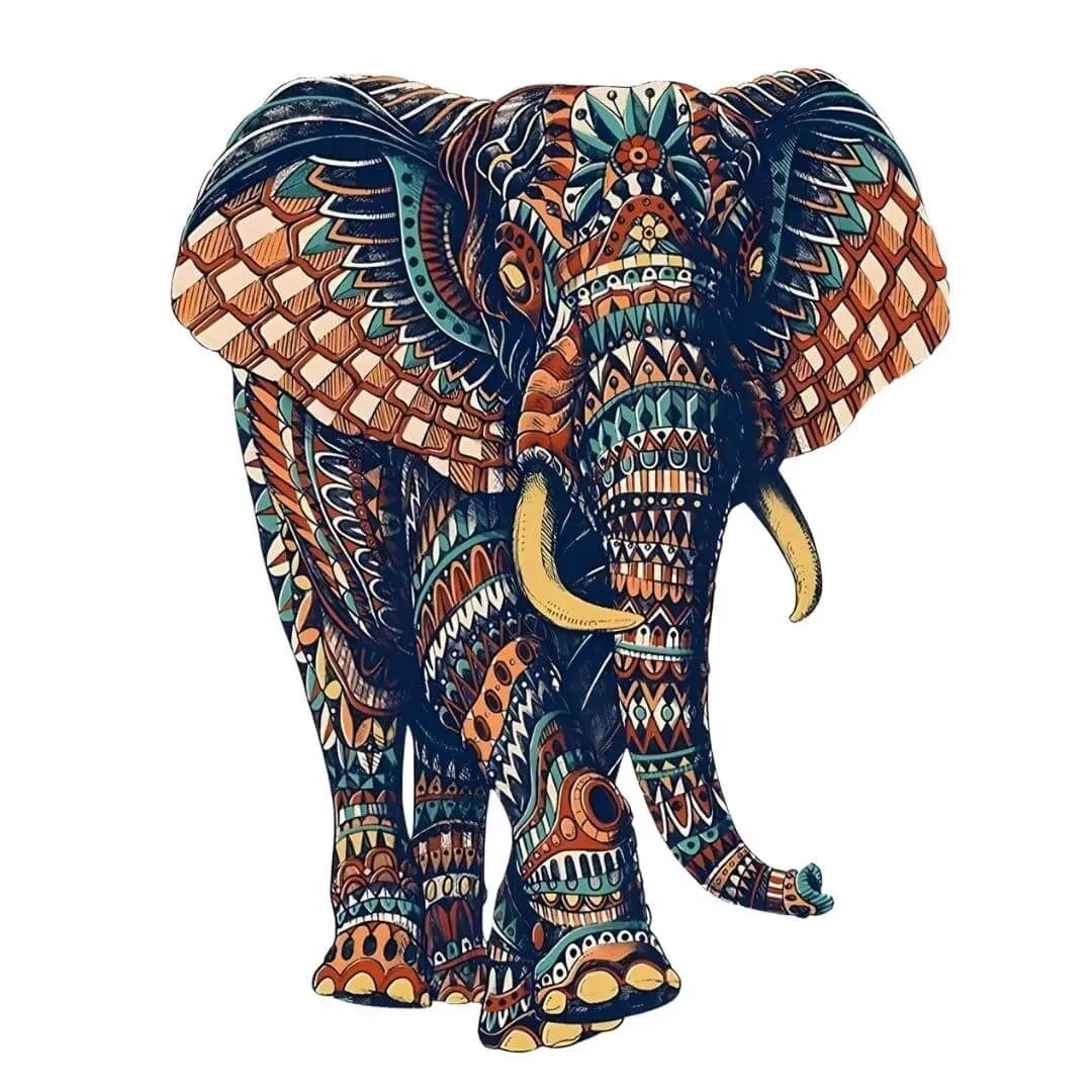 Puzzle Bois Éléphant Artistique – SavannaSpirit