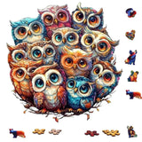 Puzzle Bois Hiboux Colorés
