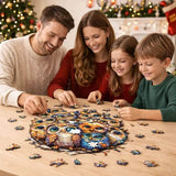 Puzzle Bois Hiboux Colorés