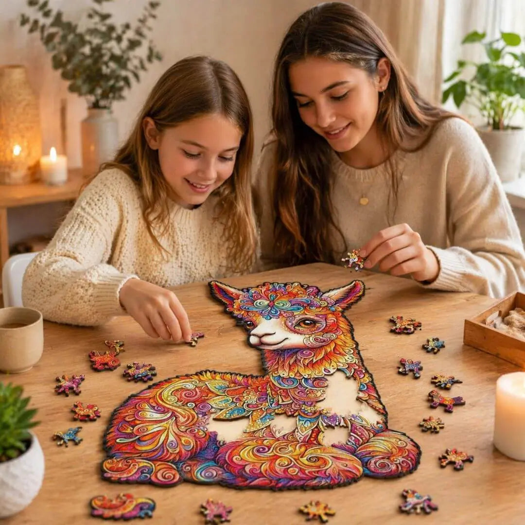Puzzle Bois Lama Coloré