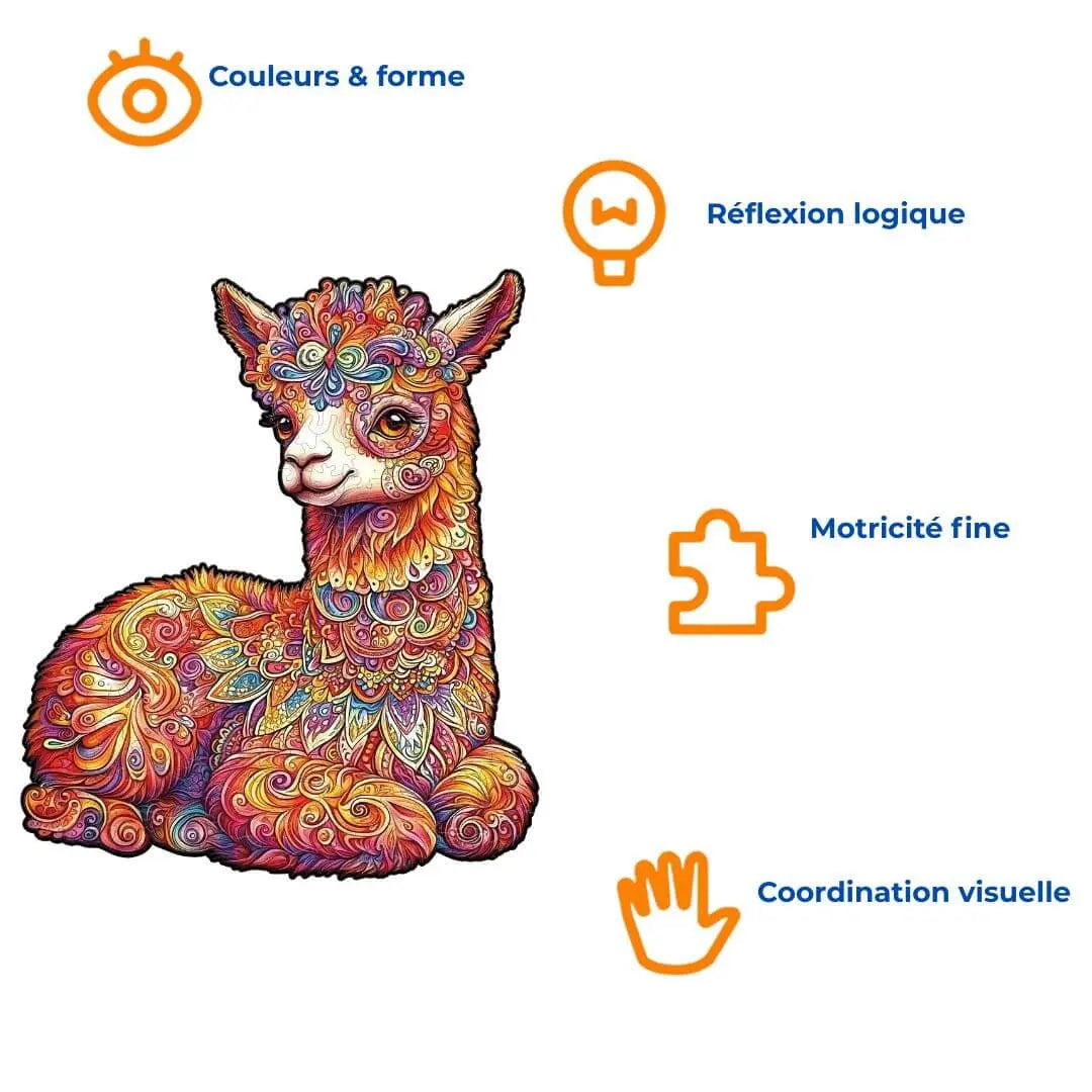 Puzzle Bois Lama Coloré
