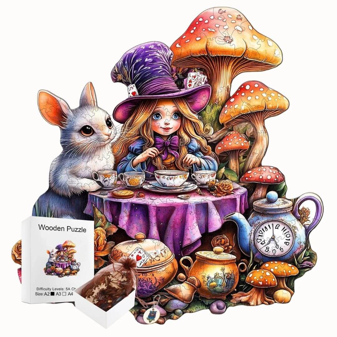 Puzzle Bois Lapin Blanc Féerique