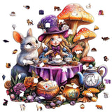 Puzzle Bois Lapin Blanc Féerique