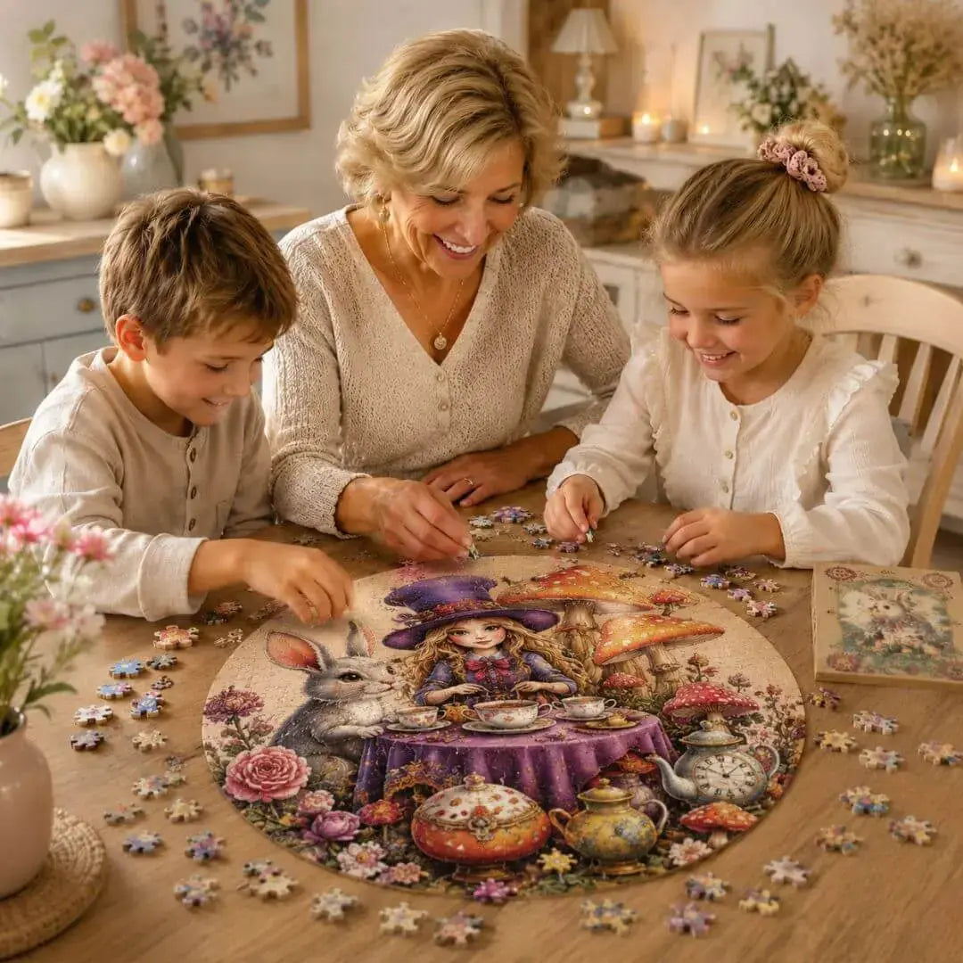 Puzzle Bois Lapin Blanc Féerique