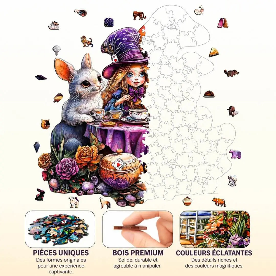 Puzzle Bois Lapin Blanc Féerique