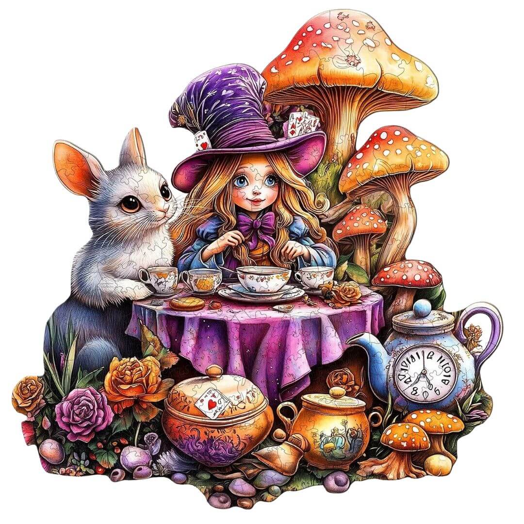 Puzzle Bois Lapin Blanc Féerique