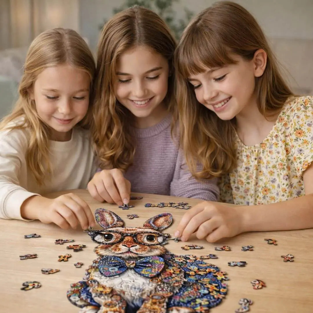 Puzzle Bois Lapin Coloré