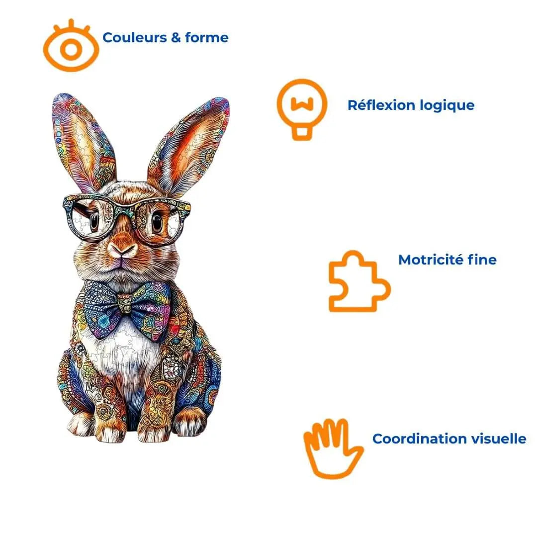 Puzzle Bois Lapin Coloré