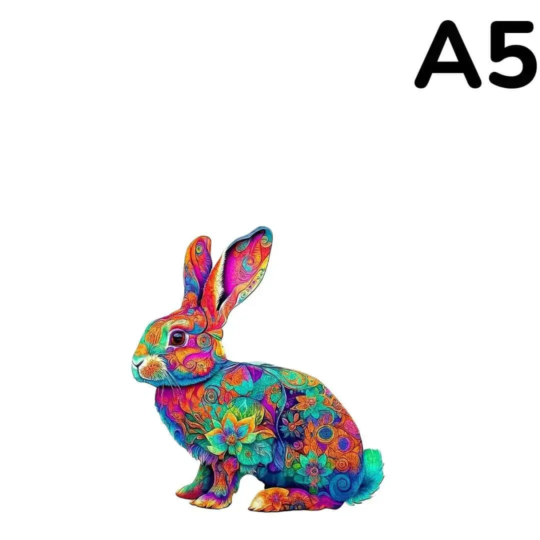 Puzzle Bois Lapin Mandala Coloré – Pièces Uniques
