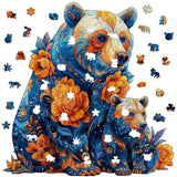 Puzzle Bois Ours Floral – Activité Sans Écran Enfant & Famille