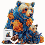 Puzzle Bois Ours Floral – Activité Sans Écran Enfant & Famille