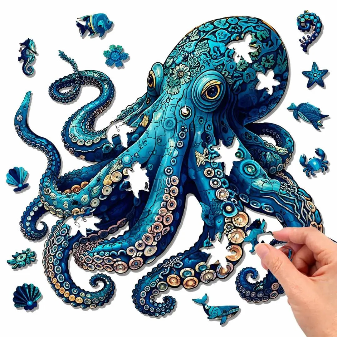 Puzzle Bois Pieuvre Fascinante