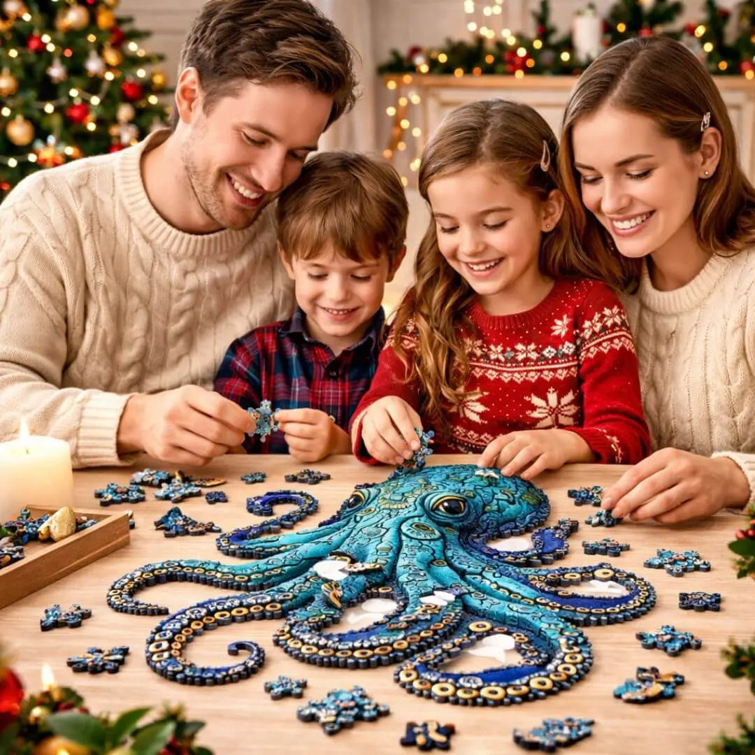 Puzzle Bois Pieuvre Fascinante