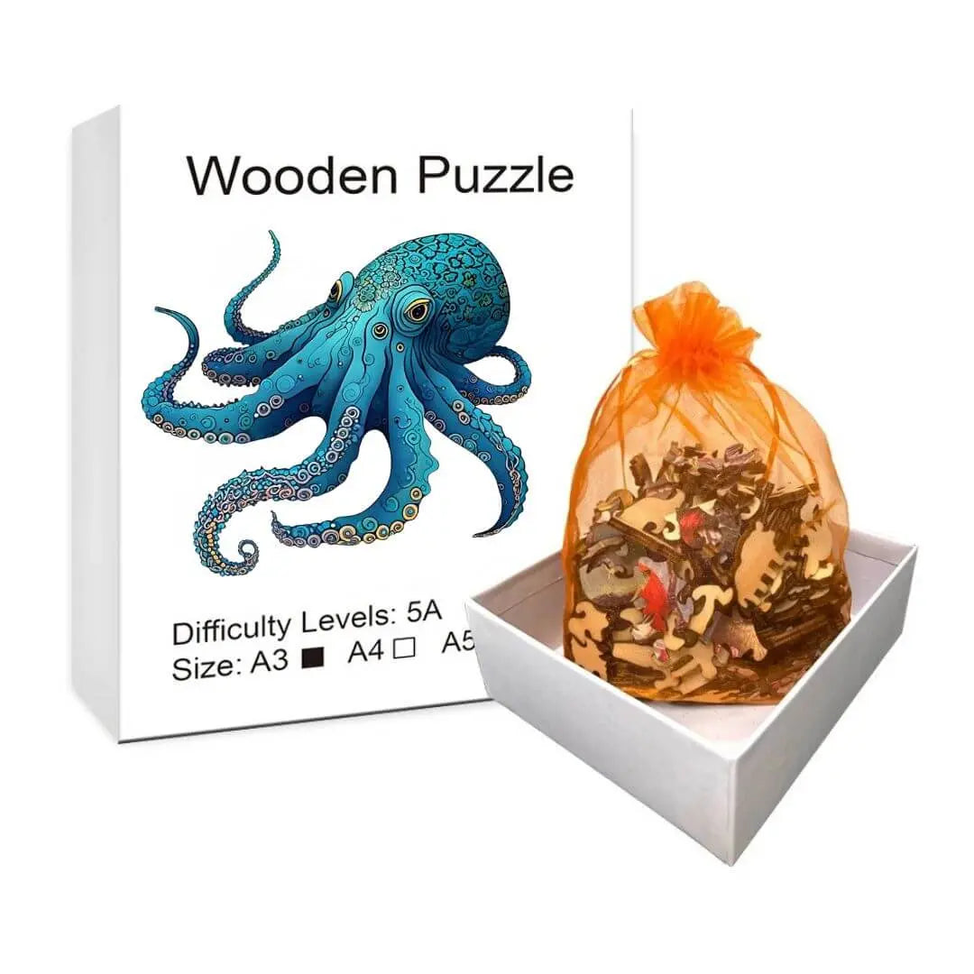 Puzzle Bois Pieuvre Fascinante