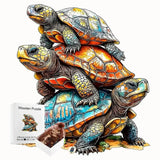 Puzzle Bois Tortues Océanes Colorées
