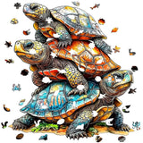 Puzzle Bois Tortues Océanes Colorées