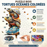Puzzle Bois Tortues Océanes Colorées