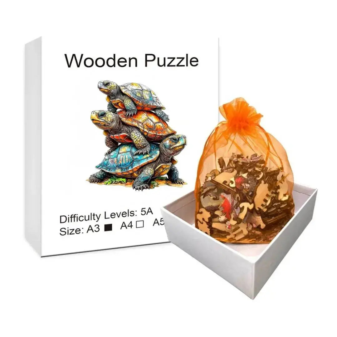 Puzzle Bois Tortues Océanes Colorées