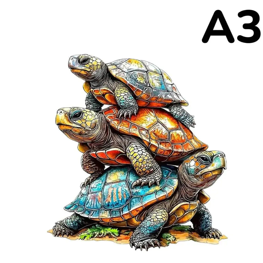 Puzzle Bois Tortues Océanes Colorées