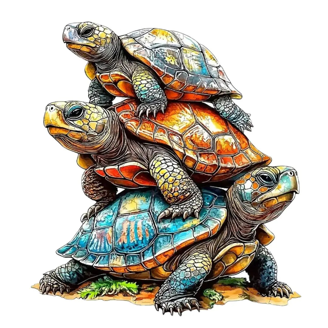 Puzzle Bois Tortues Océanes Colorées
