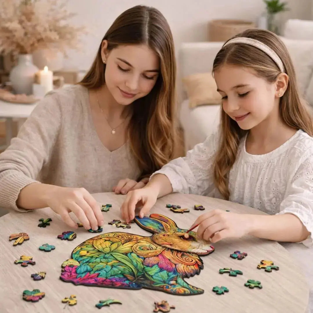 Puzzle Lapin en Bois Coloré