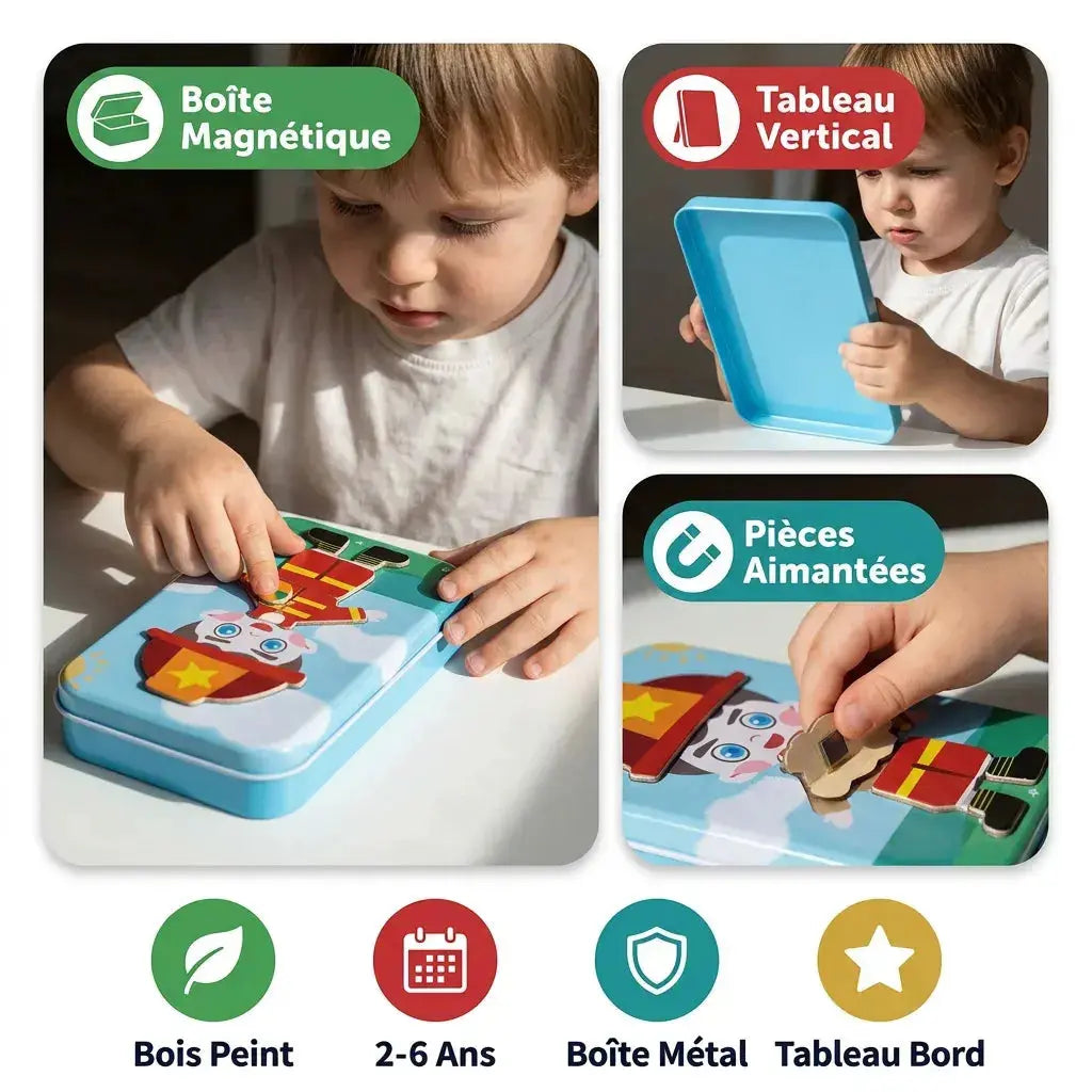 Puzzle Magnétique Habillage Enfant Bois