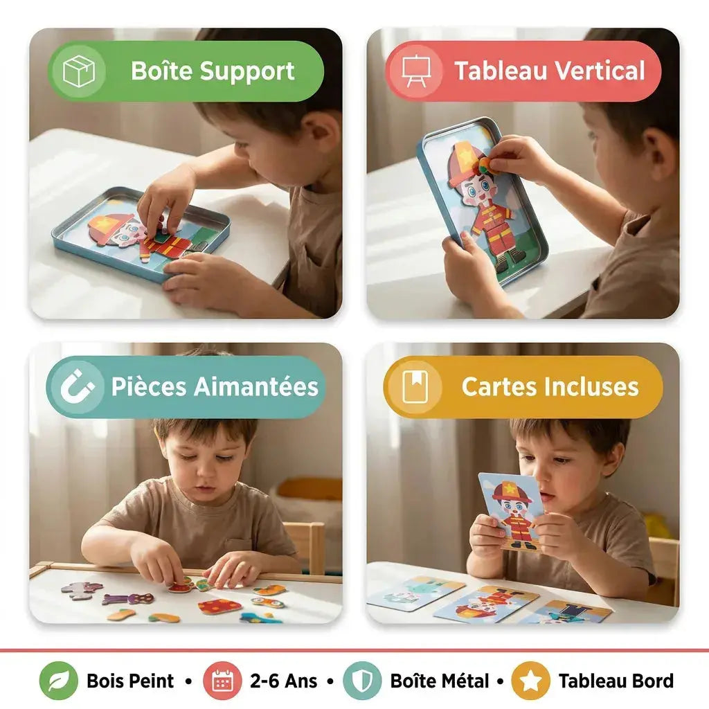 Puzzle Magnétique Habillage Enfant Bois