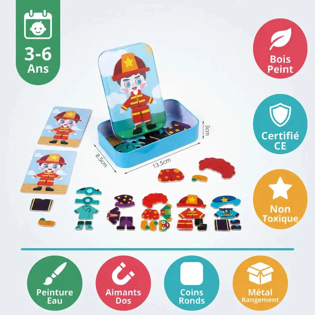 Puzzle Magnétique Habillage Enfant Bois