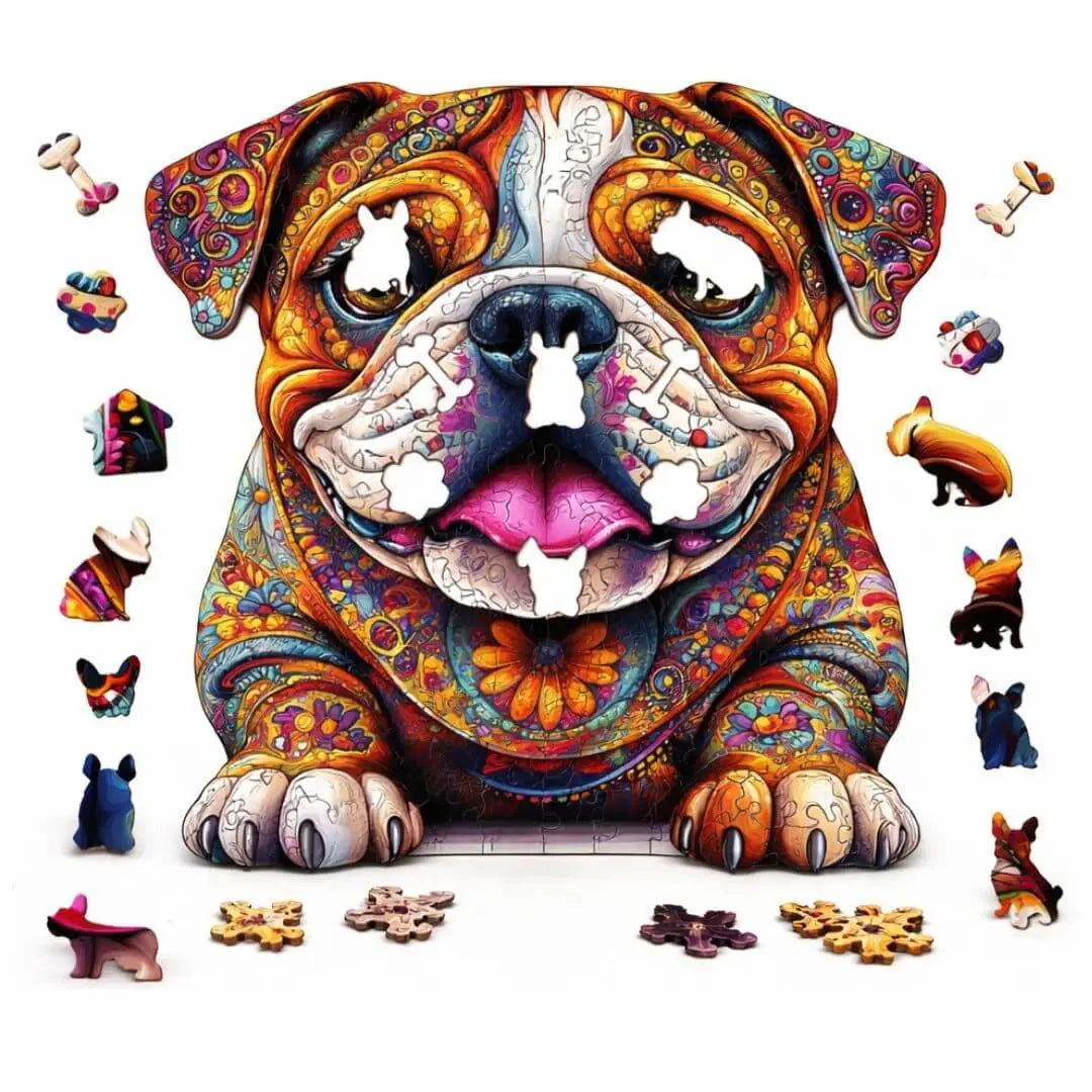 Puzzle en Bois Chien Bouledogue Anglais
