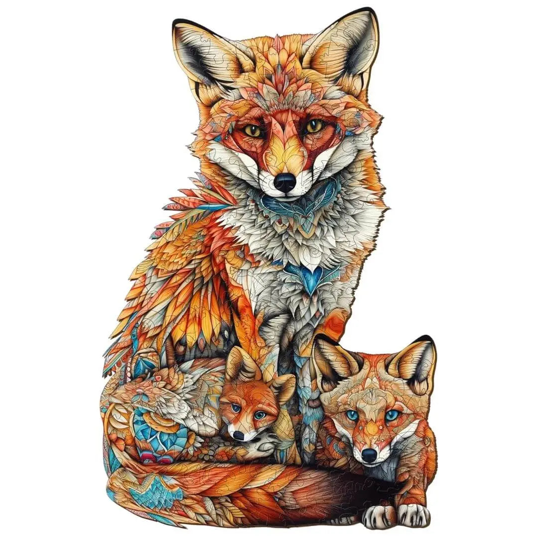 Puzzle en Bois Famille Renard – FoxNest