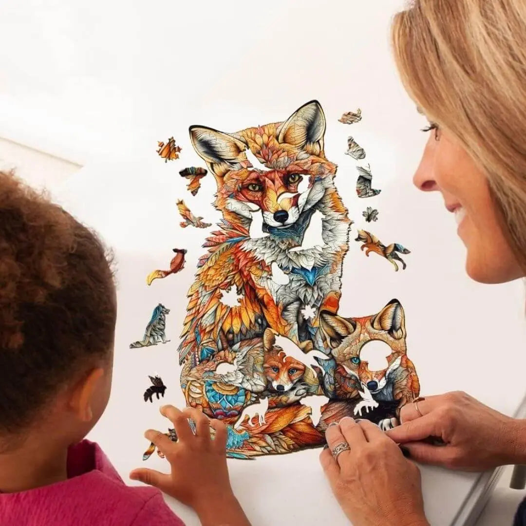 Puzzle en Bois Famille Renard – FoxNest