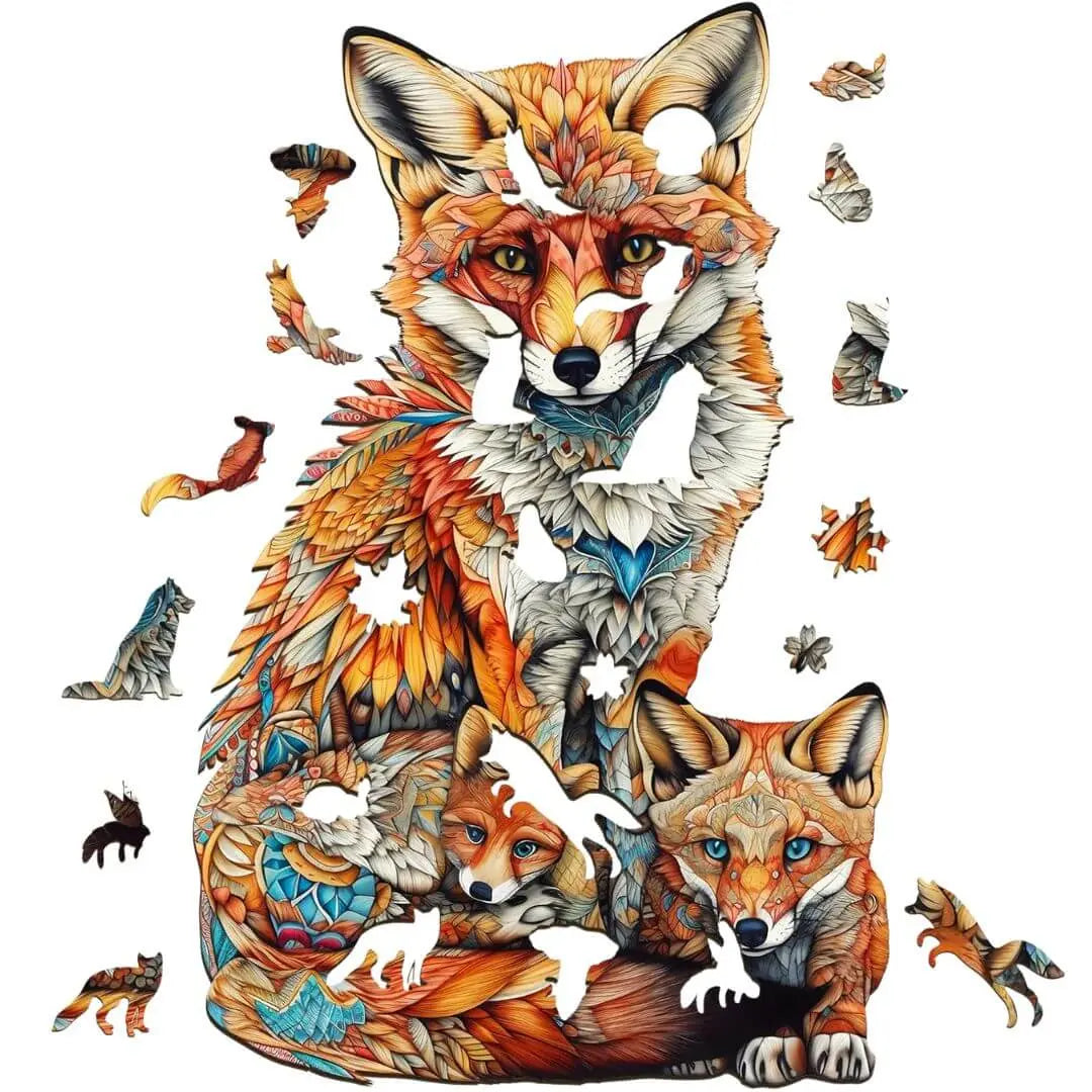 Puzzle en Bois Famille Renard – FoxNest