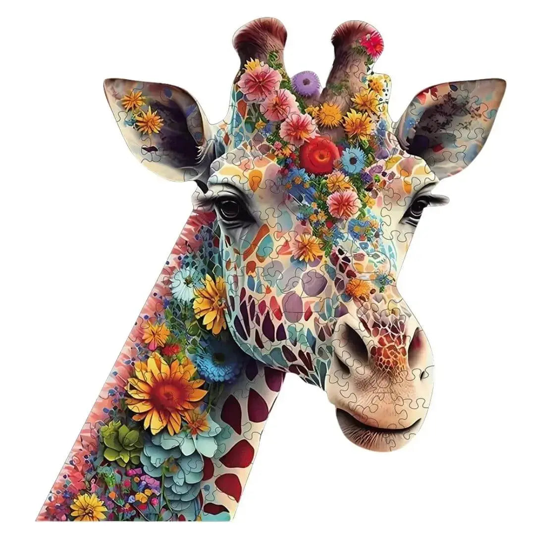 Puzzle en Bois Girafe Fleurie – Giraffika