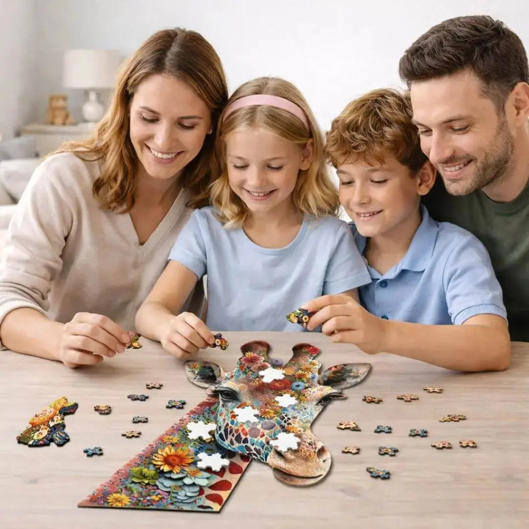 Puzzle en Bois Girafe Fleurie – Giraffika