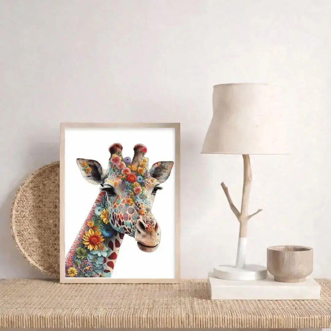 Puzzle en Bois Girafe Fleurie – Giraffika