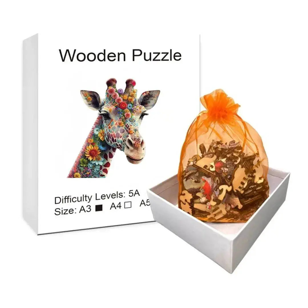 Puzzle en Bois Girafe Fleurie – Giraffika