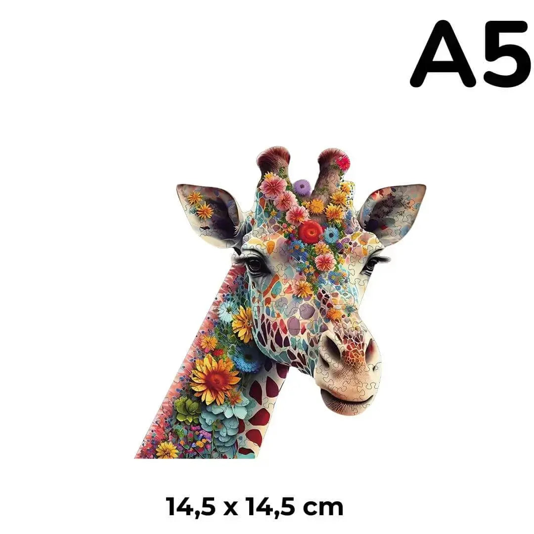 Puzzle en Bois Girafe Fleurie – Giraffika