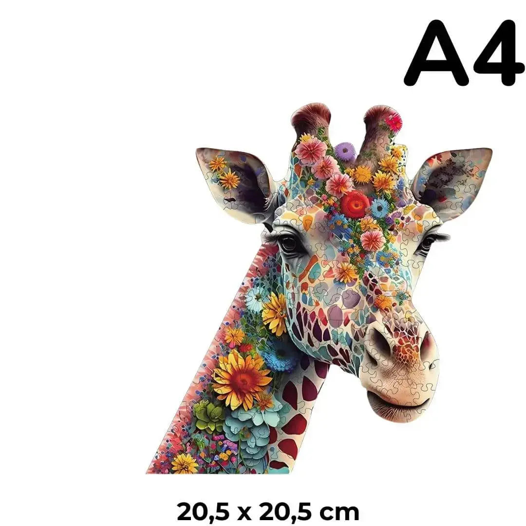 Puzzle en Bois Girafe Fleurie – Giraffika