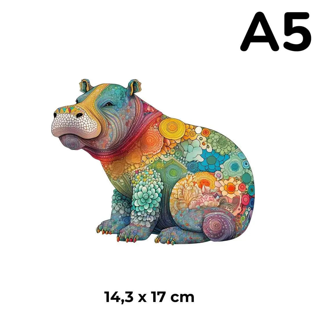 Puzzle en Bois Hippopotame Coloré – HippoPuzzle