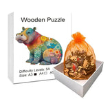 Puzzle en Bois Hippopotame Coloré – HippoPuzzle