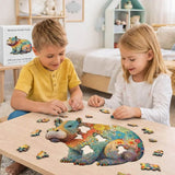 Puzzle en Bois Hippopotame Coloré – HippoPuzzle