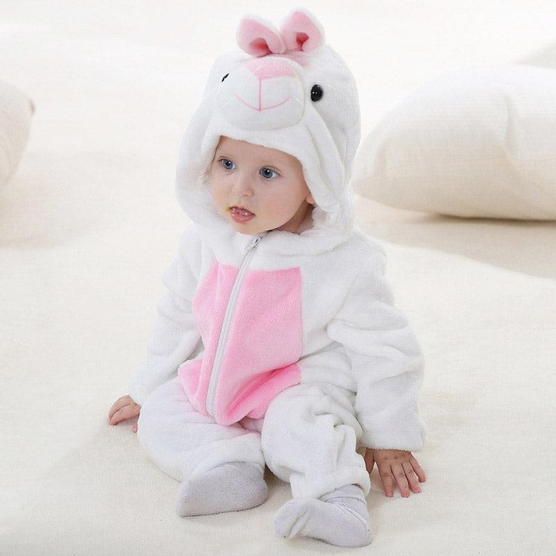 Combinaison pyjama lapin blanc bébé