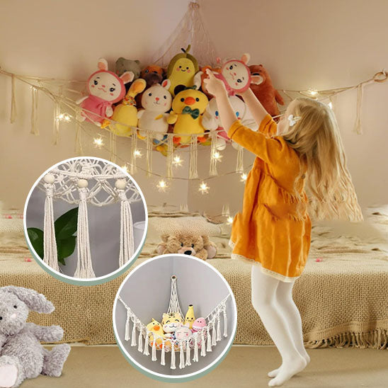 Rangement pour peluches | Filet Triangulaire Bomac Hamac en macramé esquis pour le rangement des peluches