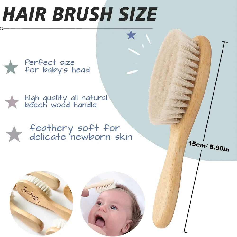 Brosse à cheveux bébé personnalisée au prénom en bois – Cadeau de naissance