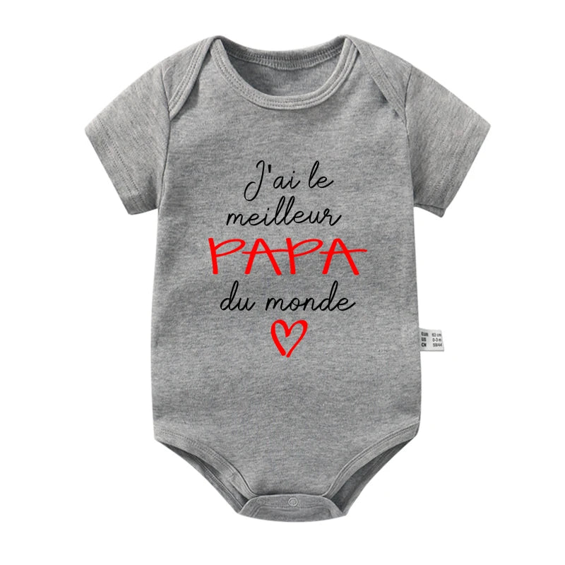 Body bébé en coton message Maman ou Papa – Cadeau de naissance pour les parents