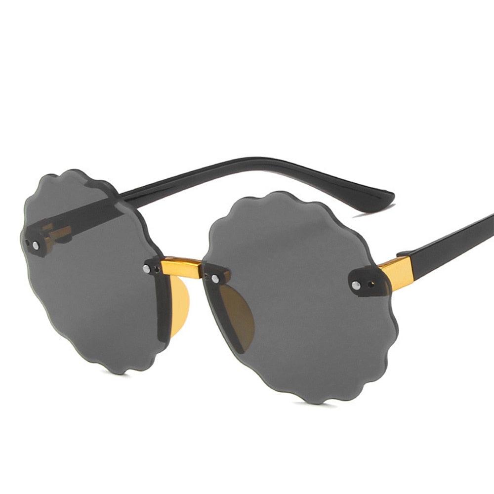 Lunettes de soleil rondes en forme de vague de fleurs pour enfants