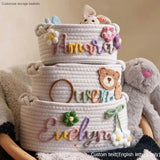 Personalized cotton rope storage basket with name – Handmade, 3 sizes
